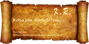 Kohajda Radvány névjegykártya